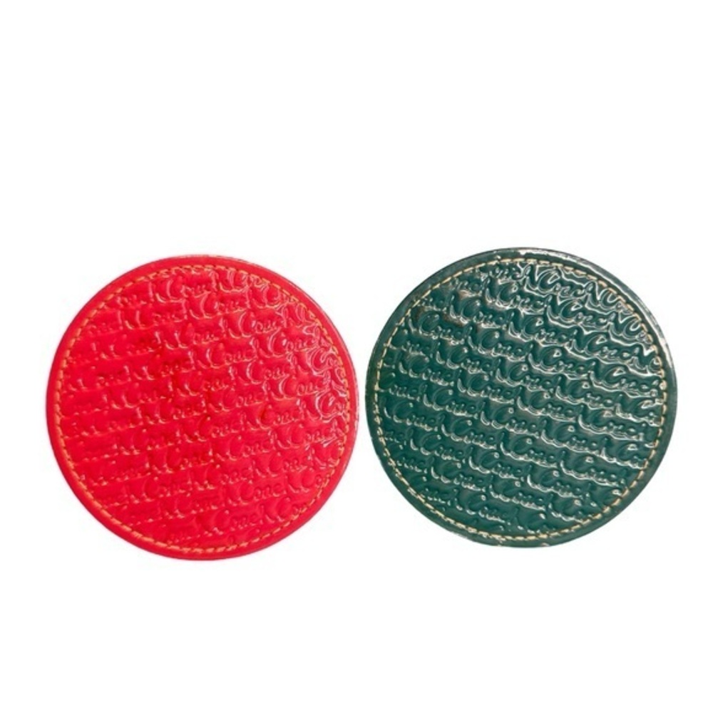 Coach Coasters Set Of 2 Patent Leather Coasters Pink & Blue Y2K Style VGUC